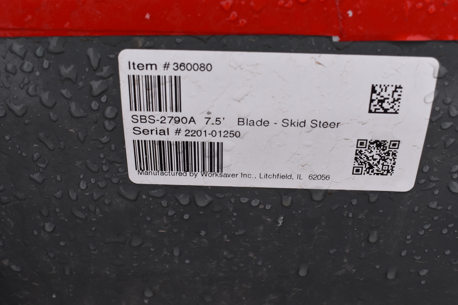 New 2023 Worksaver SBS-2790A Skid Steer Snow Blade – 7½ ft Implements for sale at Varner Equipment in Delta CO - Photo 7